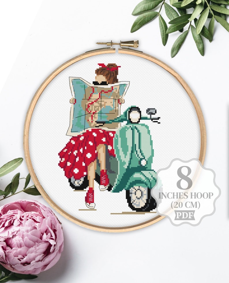 EarMakers Cute Cherry Bow Cross stitch pattern PDF, Coquette Aesthetic Trendy Small Female Girly, Spring Summer, Modern xstitch, Digital download